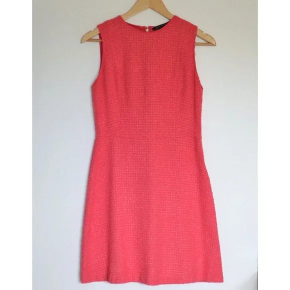 Coral Zara Textured Sleeveless Fit and Flare Dress - Picture 1 of 9